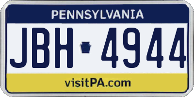 PA license plate JBH4944