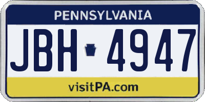 PA license plate JBH4947