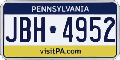 PA license plate JBH4952