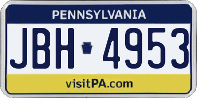 PA license plate JBH4953