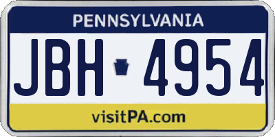 PA license plate JBH4954