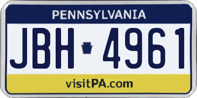 PA license plate JBH4961