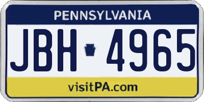 PA license plate JBH4965