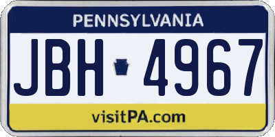 PA license plate JBH4967