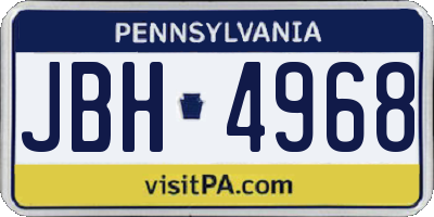 PA license plate JBH4968