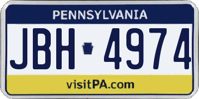 PA license plate JBH4974