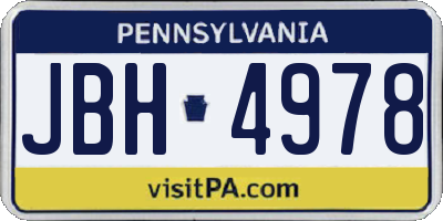 PA license plate JBH4978