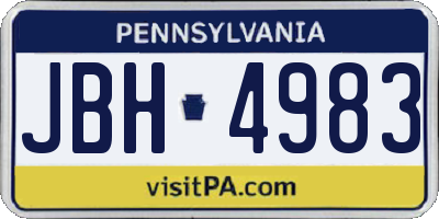 PA license plate JBH4983