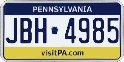 PA license plate JBH4985