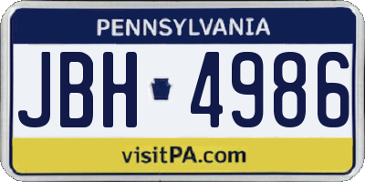 PA license plate JBH4986