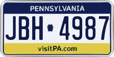 PA license plate JBH4987