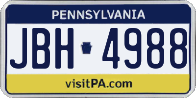 PA license plate JBH4988