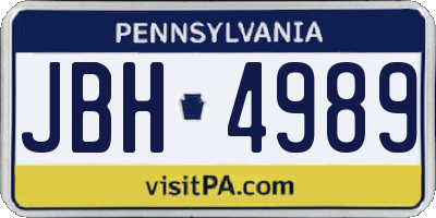 PA license plate JBH4989