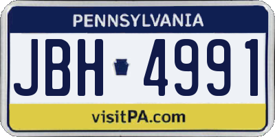 PA license plate JBH4991