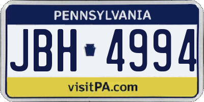 PA license plate JBH4994