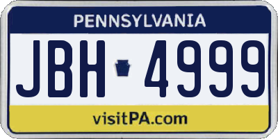 PA license plate JBH4999