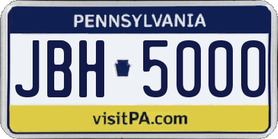 PA license plate JBH5000