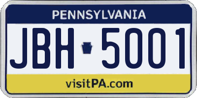 PA license plate JBH5001