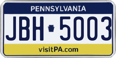 PA license plate JBH5003