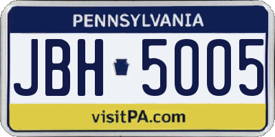 PA license plate JBH5005