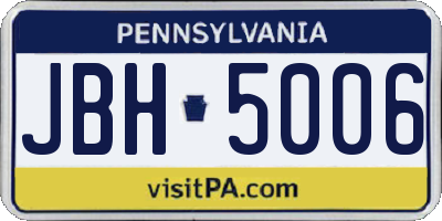 PA license plate JBH5006