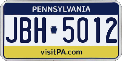 PA license plate JBH5012