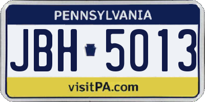 PA license plate JBH5013