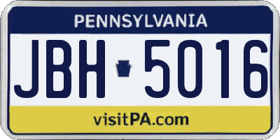 PA license plate JBH5016