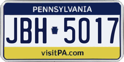 PA license plate JBH5017