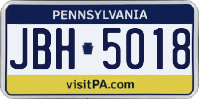 PA license plate JBH5018