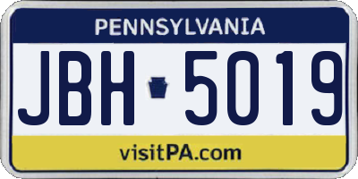 PA license plate JBH5019