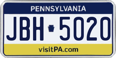 PA license plate JBH5020