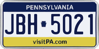 PA license plate JBH5021