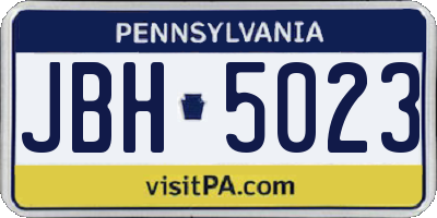 PA license plate JBH5023