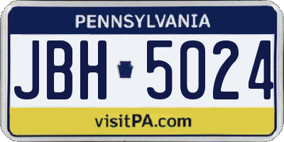 PA license plate JBH5024