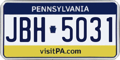 PA license plate JBH5031