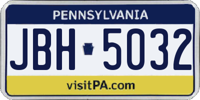 PA license plate JBH5032