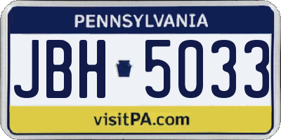 PA license plate JBH5033