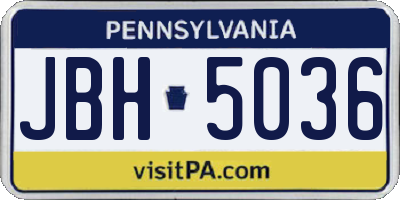 PA license plate JBH5036