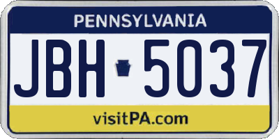 PA license plate JBH5037