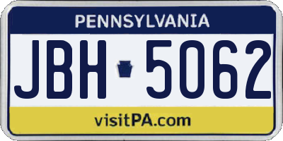 PA license plate JBH5062