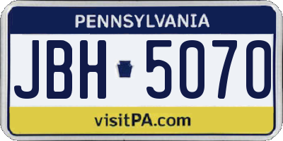 PA license plate JBH5070