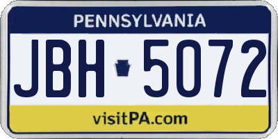 PA license plate JBH5072