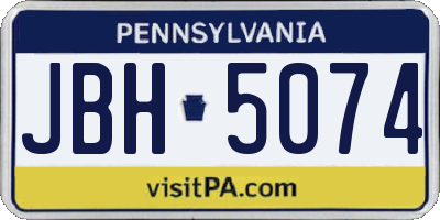 PA license plate JBH5074