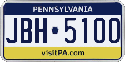 PA license plate JBH5100