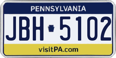 PA license plate JBH5102