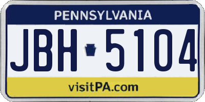 PA license plate JBH5104