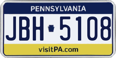 PA license plate JBH5108