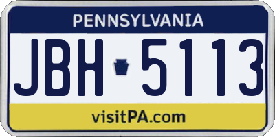 PA license plate JBH5113