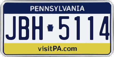 PA license plate JBH5114